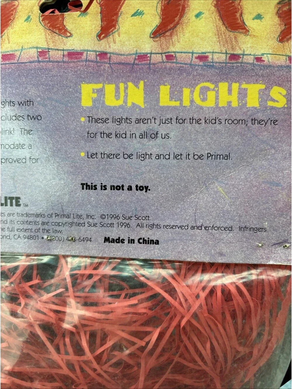 Vintage 1996 Primal Lite Fun Lights USA Flags 14ft String Of 10 Blinking Lights